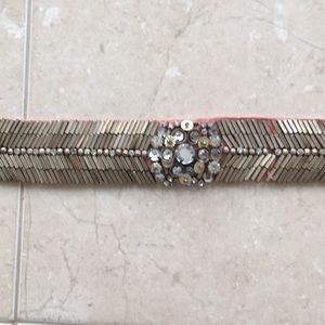 J Crew satin ribbon belt with beading